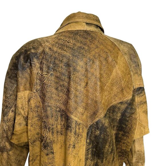 Vintage 80s WINLIT Women's Tumbled Leather Mid-Length Jacket MEDIUM Boho Hippie - Picture 11 of 16